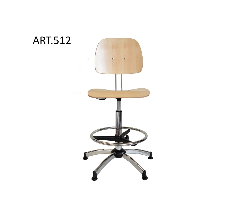 Sgabello regolabile con seduta e schienale in legno di faggio ART.512