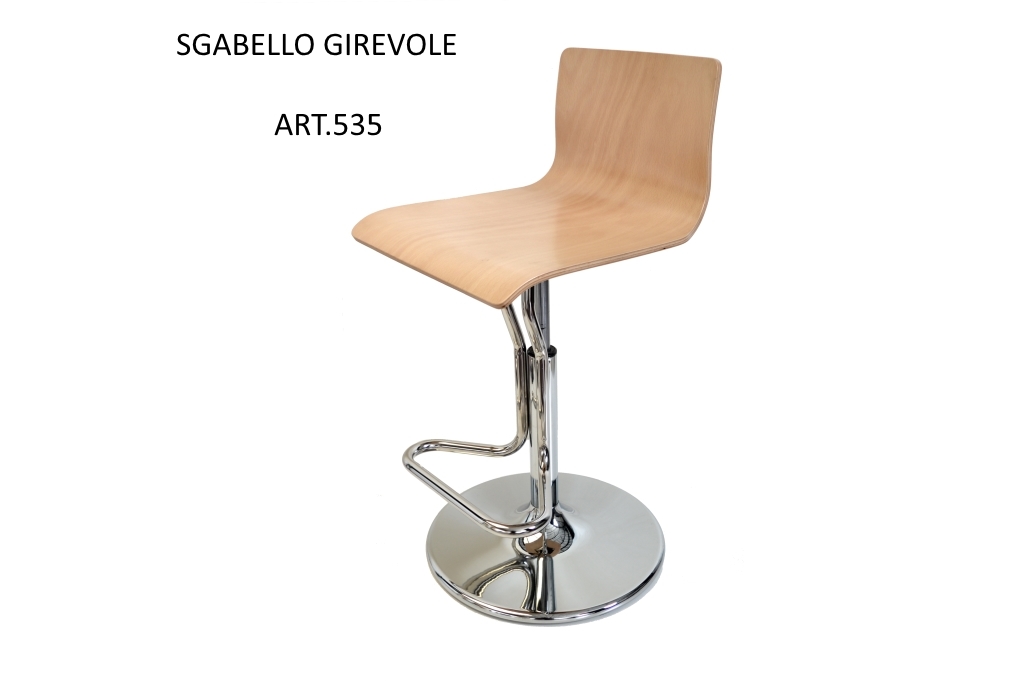 Sgabello regolabile con seduta e schienale in legno di faggio- Uni-form Srl